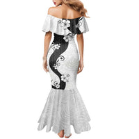 Polynesia Hibiscus Mermaid Dress White Curve Motif - Polynesian Pride