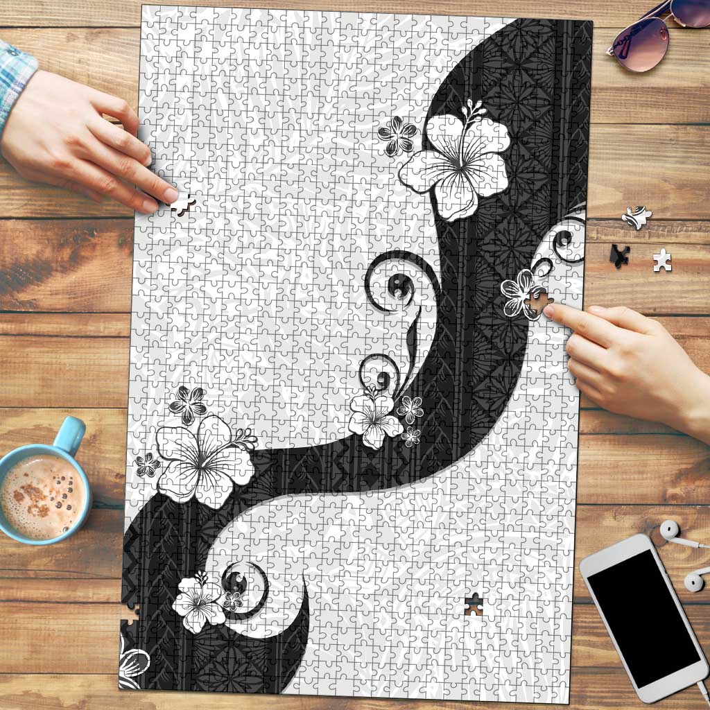 Polynesia Hibiscus Puzzle White Curve Motif LT05 White - Polynesian Pride
