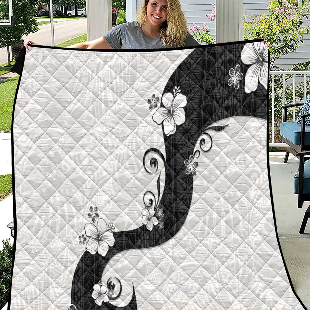 Polynesia Hibiscus Quilt White Curve Motif LT05 White - Polynesian Pride