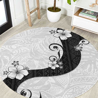 Polynesia Hibiscus Round Carpet White Curve Motif LT05 White - Polynesian Pride