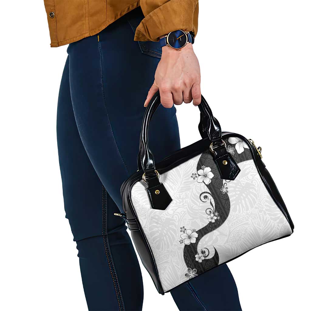 Polynesia Hibiscus Shoulder Handbag White Curve Motif - Polynesian Pride