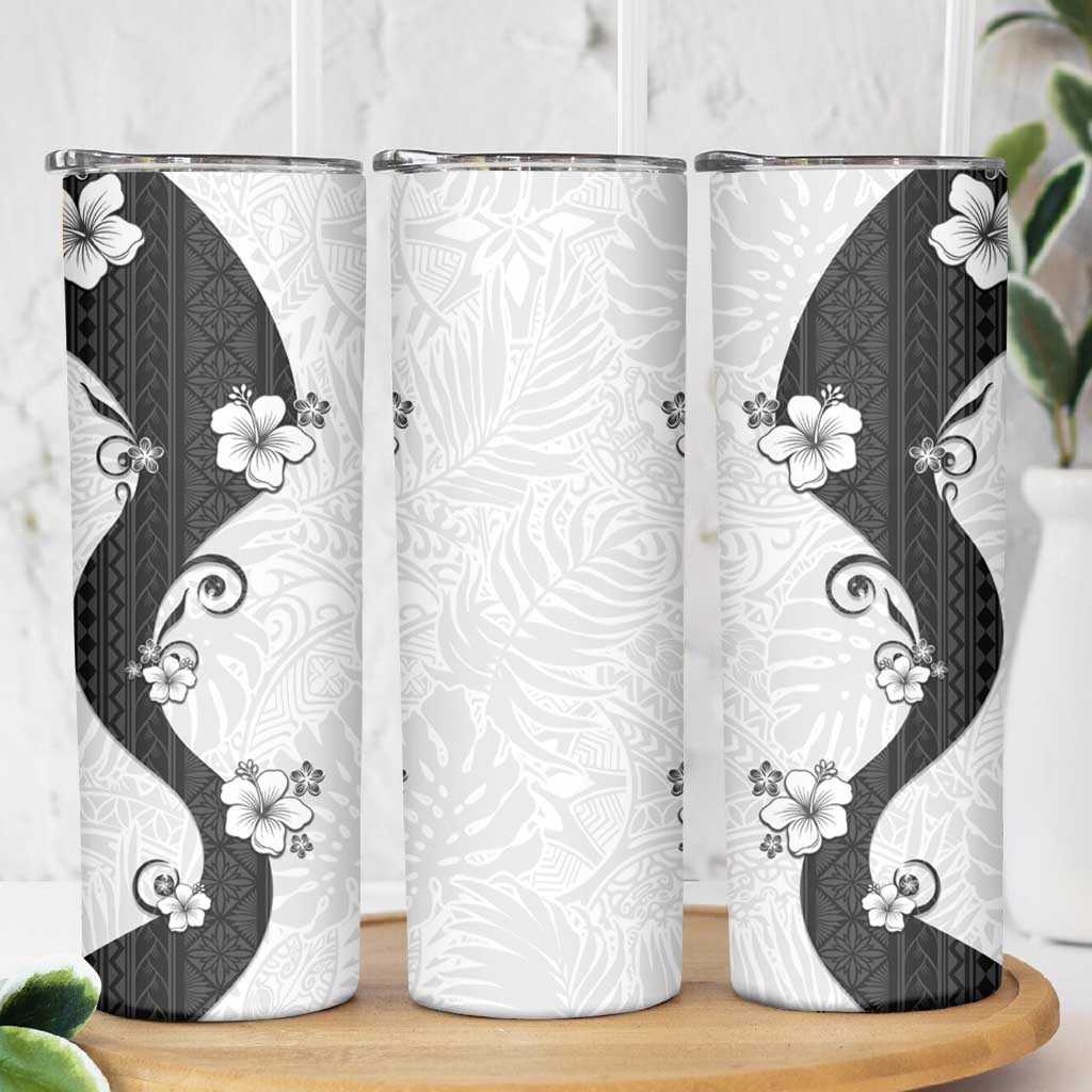 Polynesia Hibiscus Skinny Tumbler White Curve Motif - Polynesian Pride