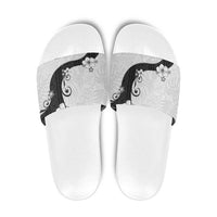 Polynesia Hibiscus Slide Sandals White Curve Motif LT05 White - Polynesian Pride