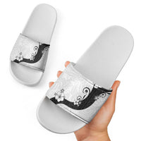 Polynesia Hibiscus Slide Sandals White Curve Motif LT05 - Polynesian Pride