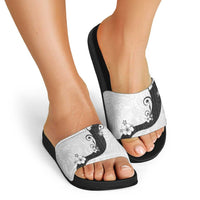 Polynesia Hibiscus Slide Sandals White Curve Motif LT05 - Polynesian Pride