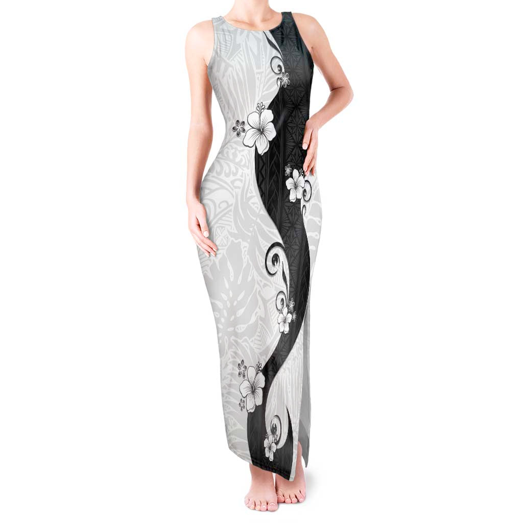 Polynesia Hibiscus Tank Maxi Dress White Curve Motif LT05 Women White - Polynesian Pride