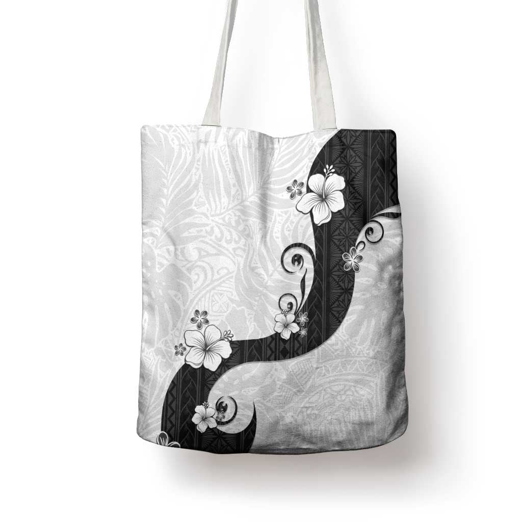 Polynesia Hibiscus Tote Bag White Curve Motif LT05 - Polynesian Pride