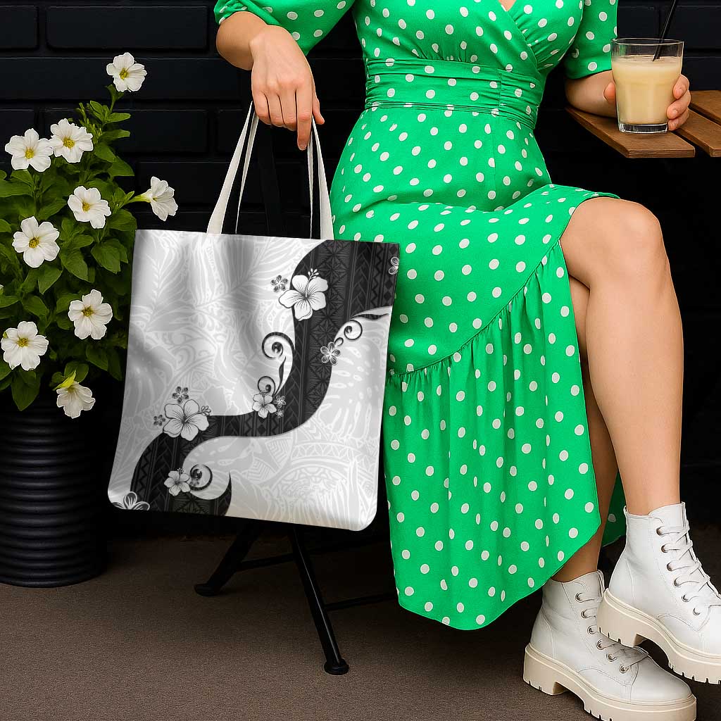 Polynesia Hibiscus Tote Bag White Curve Motif LT05 - Polynesian Pride