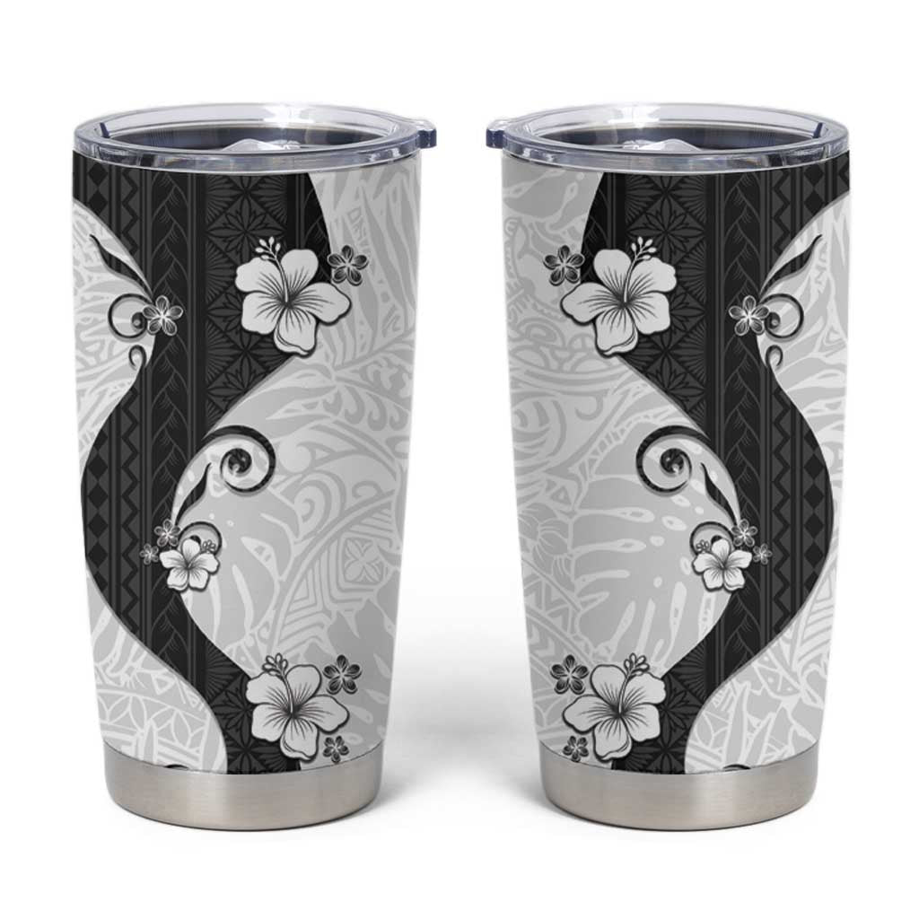 Polynesia Hibiscus Tumbler Cup White Curve Motif - Polynesian Pride