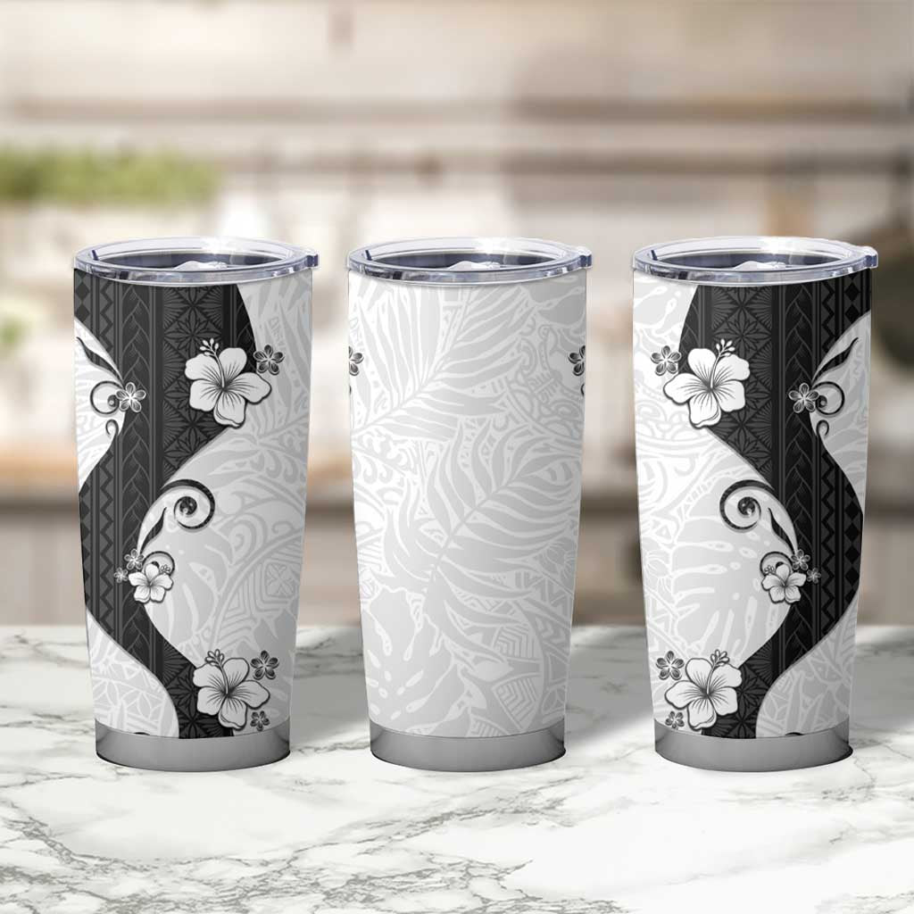 Polynesia Hibiscus Tumbler Cup White Curve Motif - Polynesian Pride
