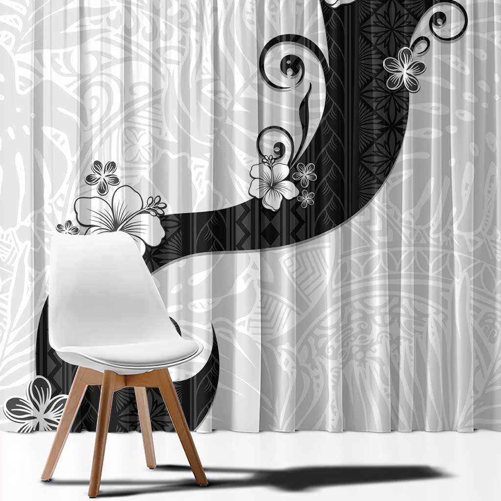 Polynesia Hibiscus Window Curtain White Curve Motif LT05 - Polynesian Pride