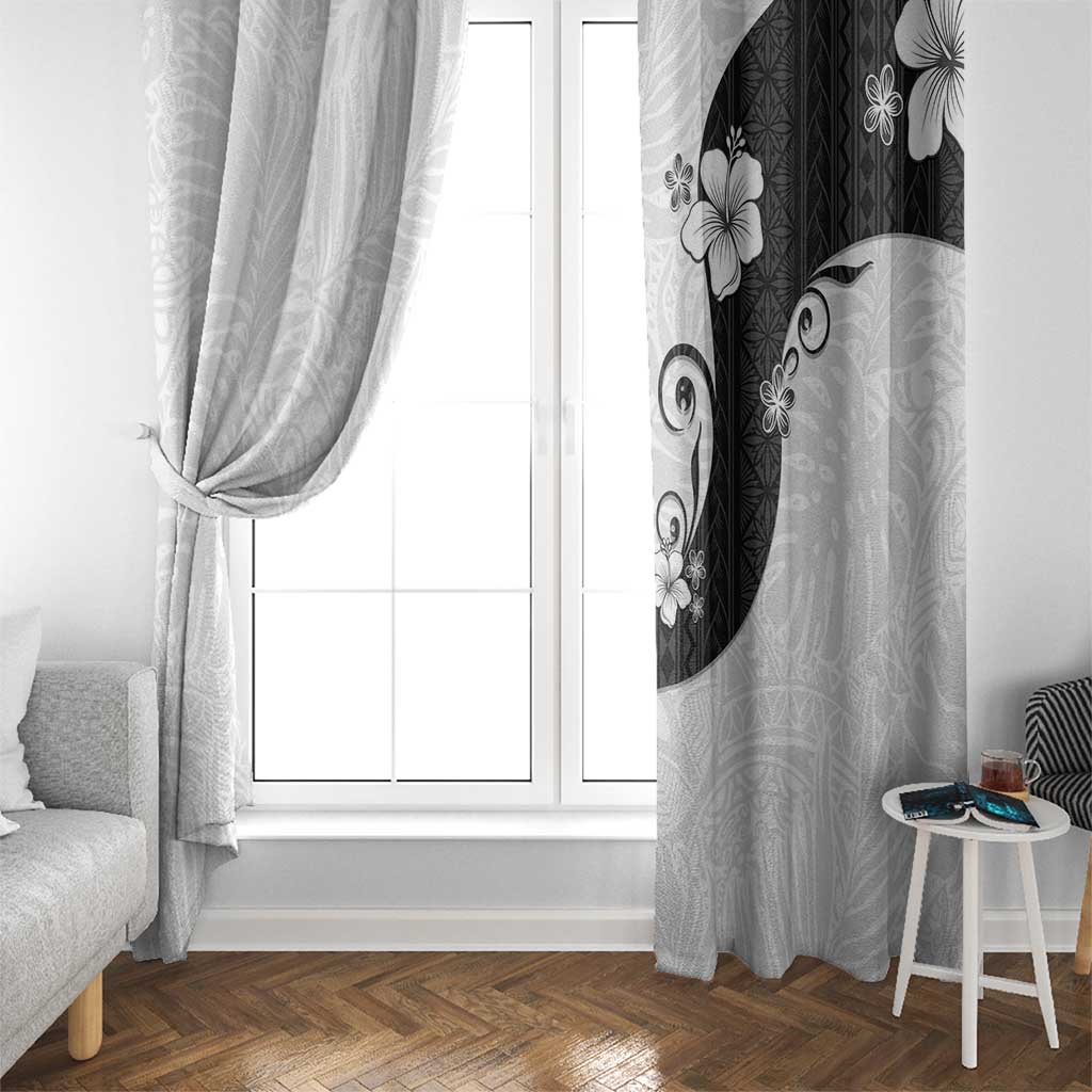 Polynesia Hibiscus Window Curtain White Curve Motif LT05 - Polynesian Pride