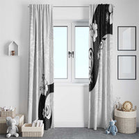 Polynesia Hibiscus Window Curtain White Curve Motif LT05 - Polynesian Pride