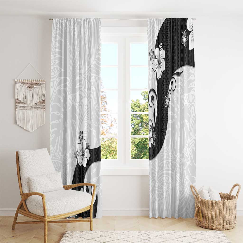 Polynesia Hibiscus Window Curtain White Curve Motif LT05 - Polynesian Pride