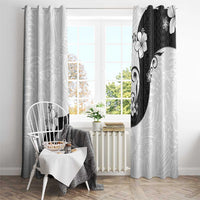 Polynesia Hibiscus Window Curtain White Curve Motif LT05 - Polynesian Pride