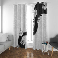 Polynesia Hibiscus Window Curtain White Curve Motif LT05 With Grommets White - Polynesian Pride