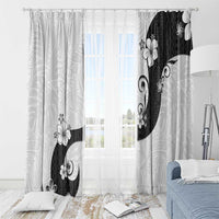 Polynesia Hibiscus Window Curtain White Curve Motif LT05 - Polynesian Pride