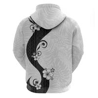 Polynesia Hibiscus Zip Hoodie White Curve Motif - Polynesian Pride