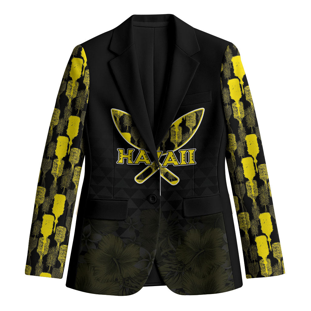 Personalised Aloha Hawaii Kahili Blazer Kanaka Maoli With Kakau Pattern LT05 Unisex Black - Polynesian Pride