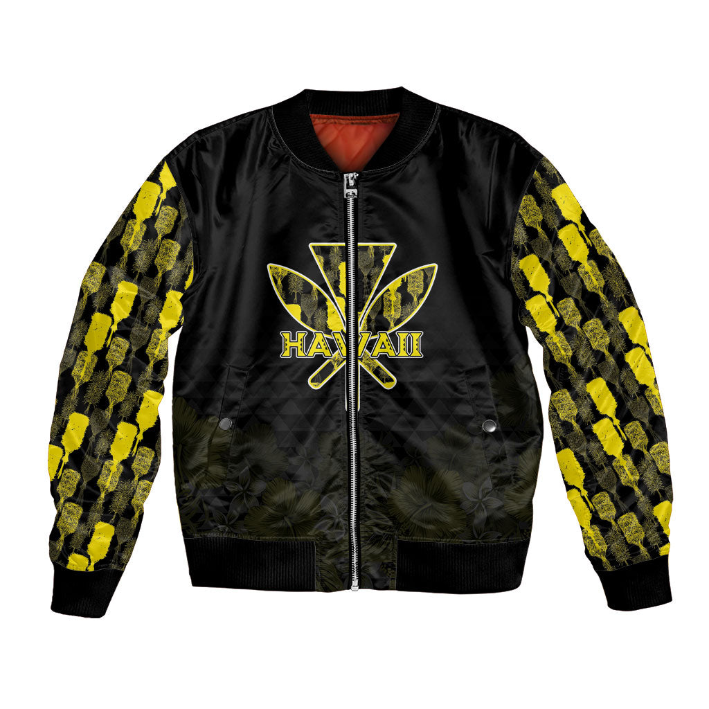 Personalised Aloha Hawaii Kahili Bomber Jacket Kanaka Maoli With Kakau Pattern