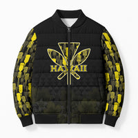 Personalised Aloha Hawaii Kahili Bomber Puffer Jacket Kanaka Maoli With Kakau Pattern