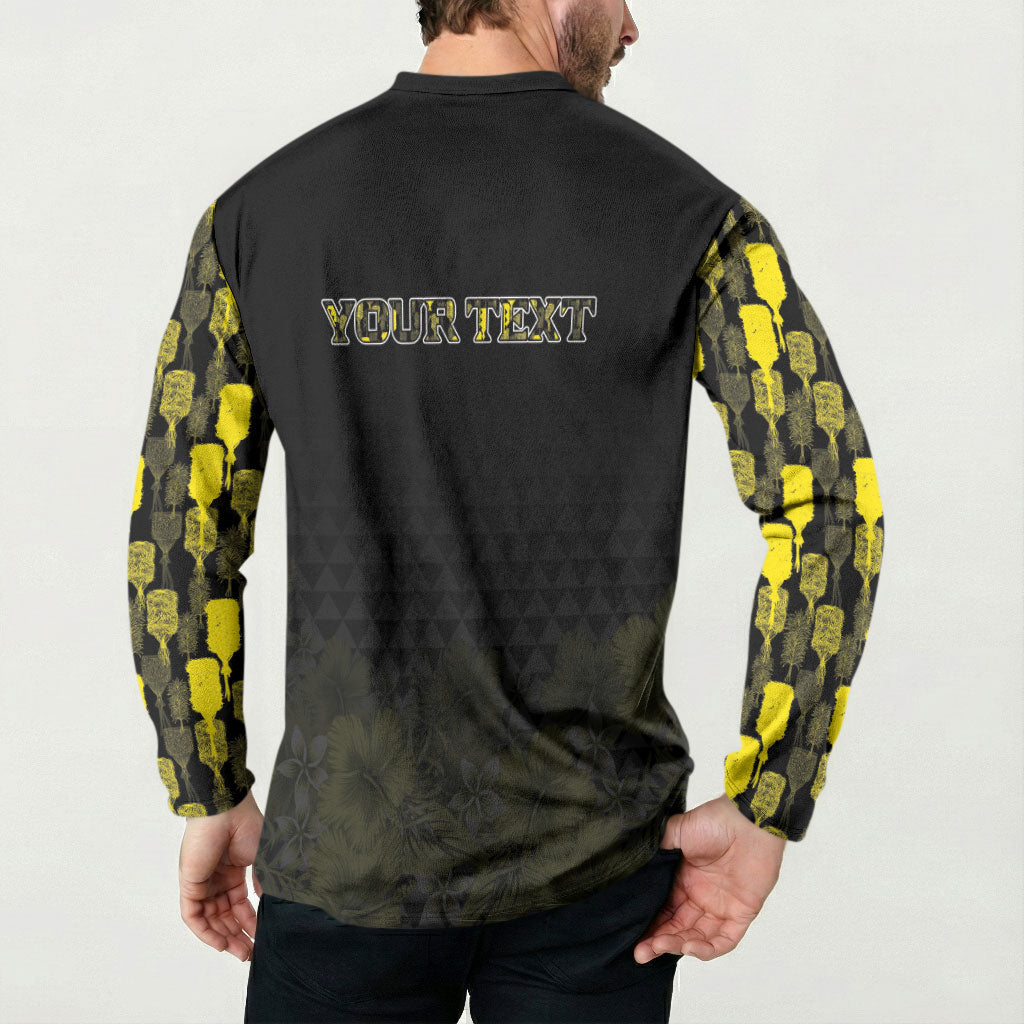 Personalised Aloha Hawaii Kahili Button Sweatshirt Kanaka Maoli With Kakau Pattern