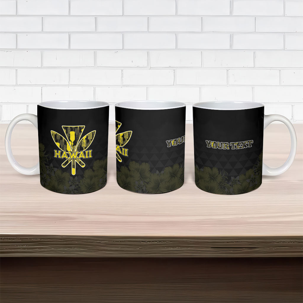 Personalised Aloha Hawaii Kahili Ceramic Mug Kanaka Maoli With Kakau Pattern