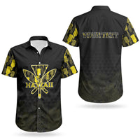 Personalised Aloha Hawaii Kahili Couples Matching Short Sleeve Bodycon Dress and Hawaiian Shirt Kanaka Maoli With Kakau Pattern