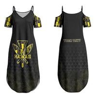 Personalised Aloha Hawaii Kahili Couples Matching Summer Maxi Dress and Hawaiian Shirt Kanaka Maoli With Kakau Pattern