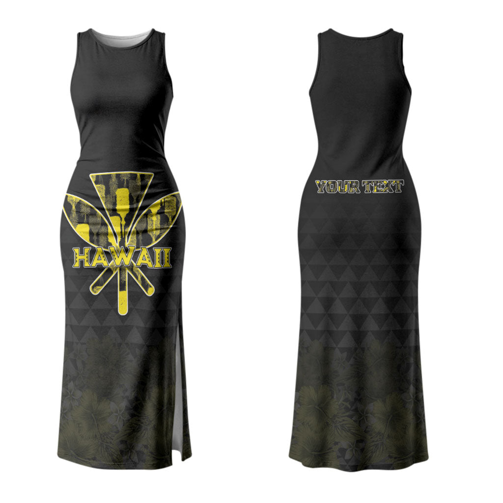 Personalised Aloha Hawaii Kahili Couples Matching Tank Maxi Dress and Long Sleeve Button Shirt Kanaka Maoli With Kakau Pattern