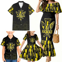 Personalised Aloha Hawaii Kahili Family Matching Mermaid Dress and Hawaiian Shirt Kanaka Maoli With Kakau Pattern