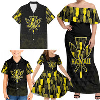 Personalised Aloha Hawaii Kahili Family Matching Off Shoulder Maxi Dress and Hawaiian Shirt Kanaka Maoli With Kakau Pattern