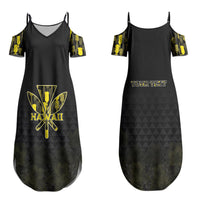 Personalised Aloha Hawaii Kahili Family Matching Summer Maxi Dress and Hawaiian Shirt Kanaka Maoli With Kakau Pattern