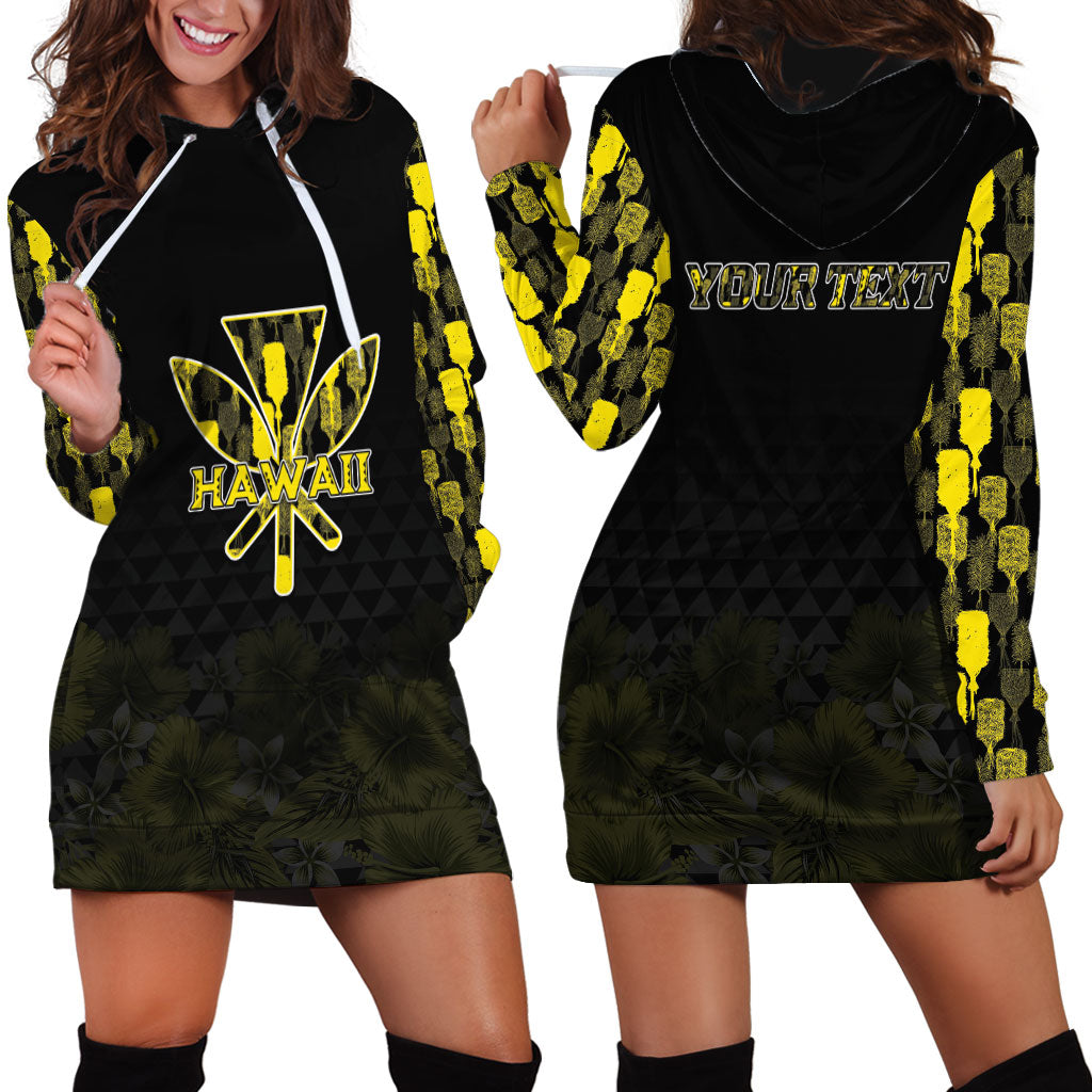 Personalised Aloha Hawaii Kahili Hoodie Dress Kanaka Maoli With Kakau Pattern