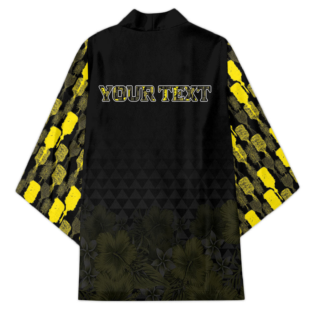 Personalised Aloha Hawaii Kahili Kimono Kanaka Maoli With Kakau Pattern