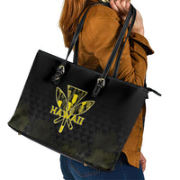 Aloha Hawaii Kahili Leather Tote Bag Kanaka Maoli With Kakau Pattern