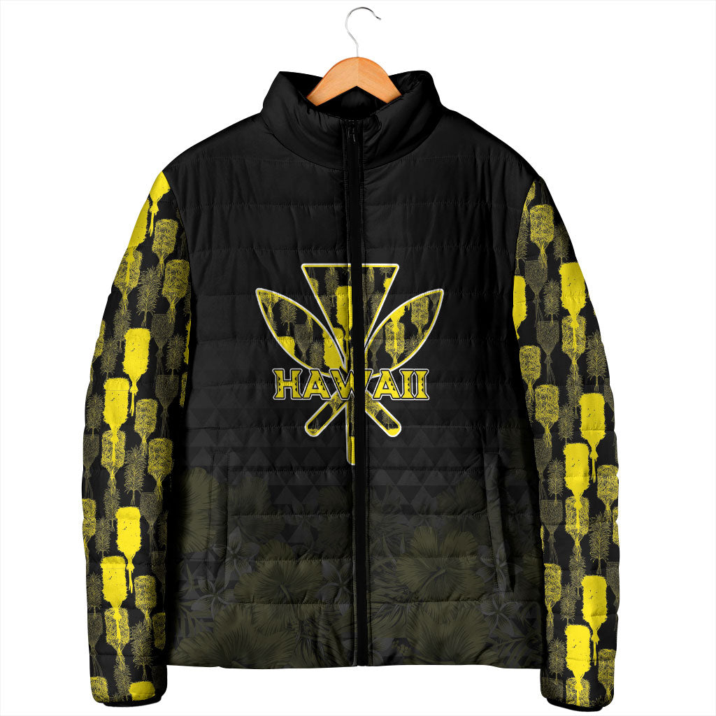 Personalised Aloha Hawaii Kahili Padded Jacket Kanaka Maoli With Kakau Pattern