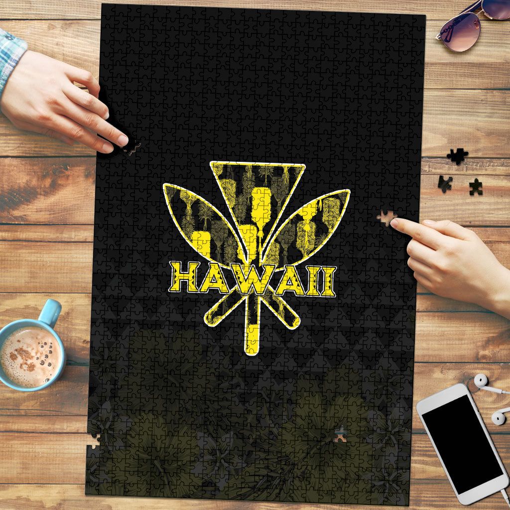 Aloha Hawaii Kahili Puzzle Kanaka Maoli With Kakau Pattern LT05 Black - Polynesian Pride