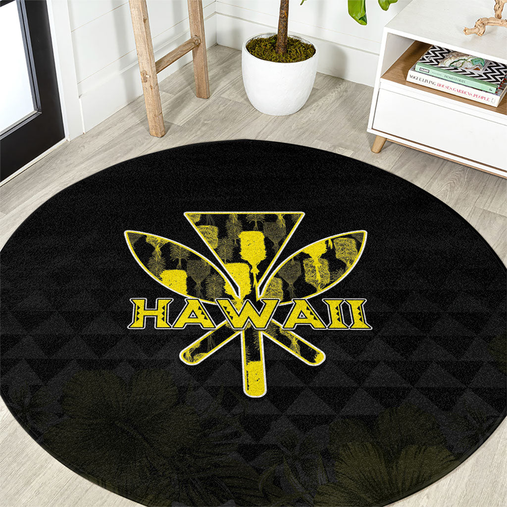 Aloha Hawaii Kahili Round Carpet Kanaka Maoli With Kakau Pattern