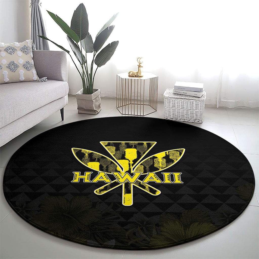 Aloha Hawaii Kahili Round Carpet Kanaka Maoli With Kakau Pattern