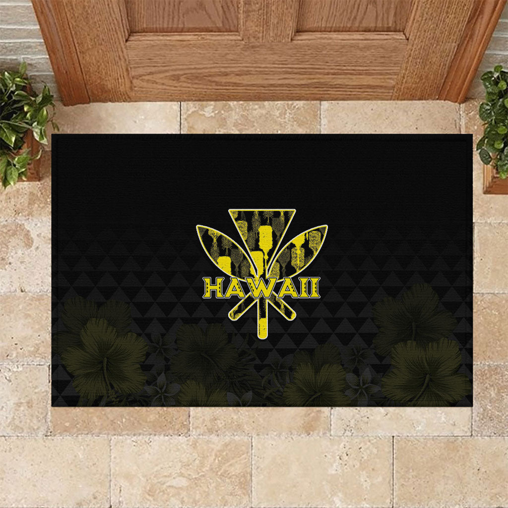 Aloha Hawaii Kahili Rubber Doormat Kanaka Maoli With Kakau Pattern