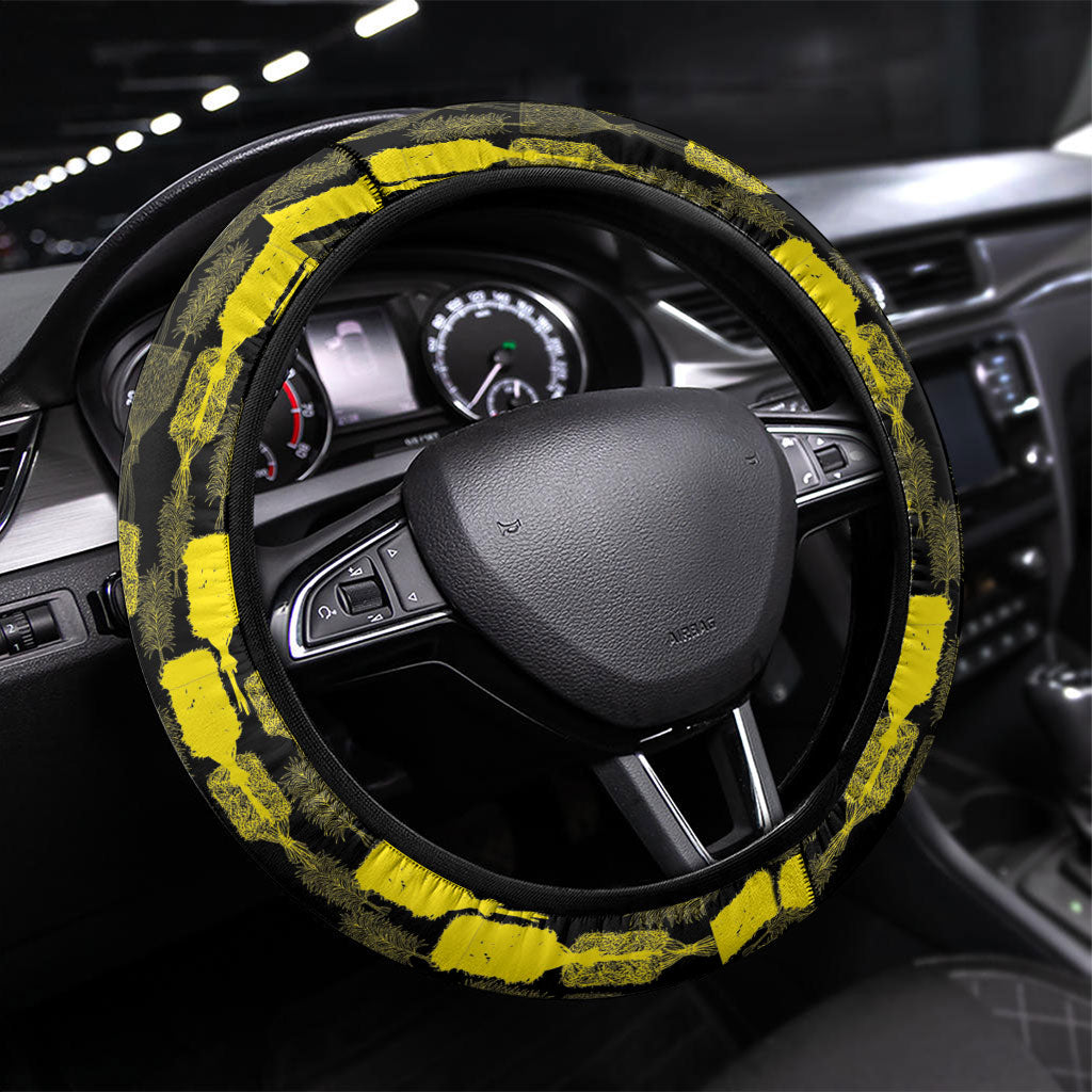 Aloha Hawaii Kahili Steering Wheel Cover Kanaka Maoli With Kakau Pattern
