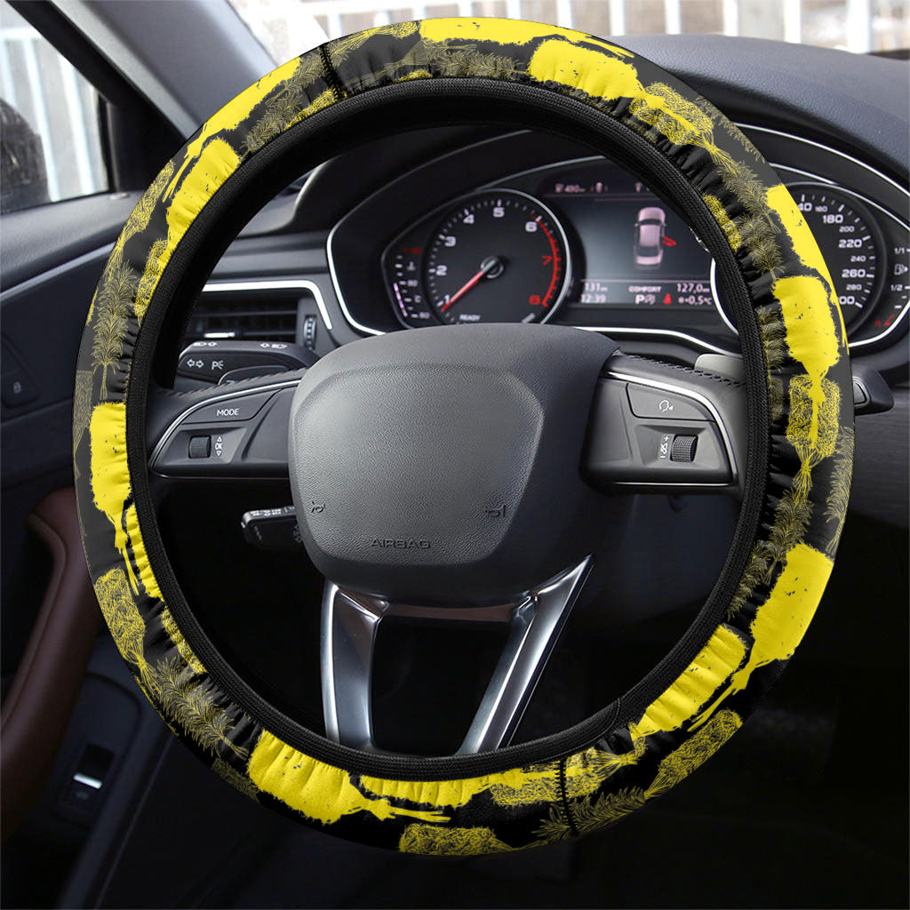 Aloha Hawaii Kahili Steering Wheel Cover Kanaka Maoli With Kakau Pattern