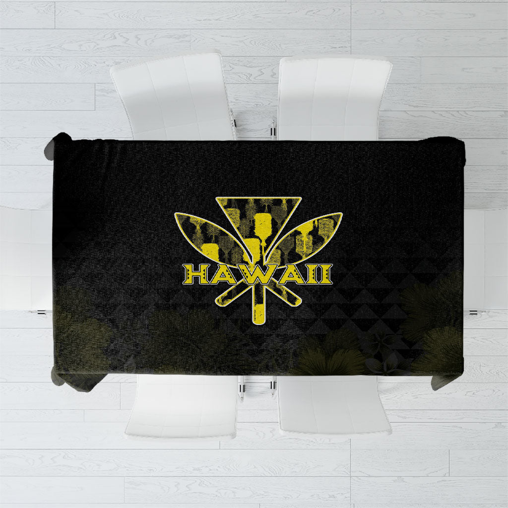 Aloha Hawaii Kahili Tablecloth Kanaka Maoli With Kakau Pattern LT05 Black - Polynesian Pride