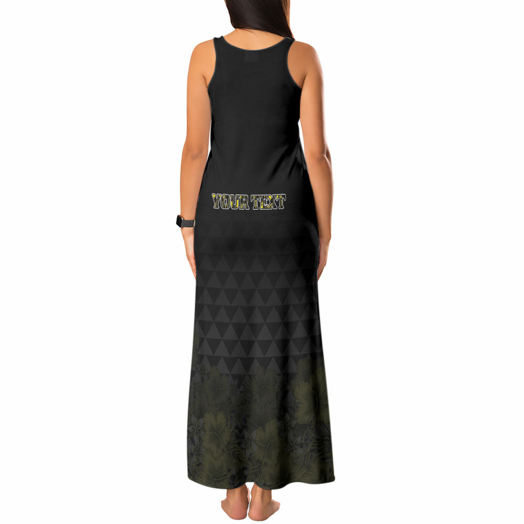 Personalised Aloha Hawaii Kahili Tank Maxi Dress Kanaka Maoli With Kakau Pattern