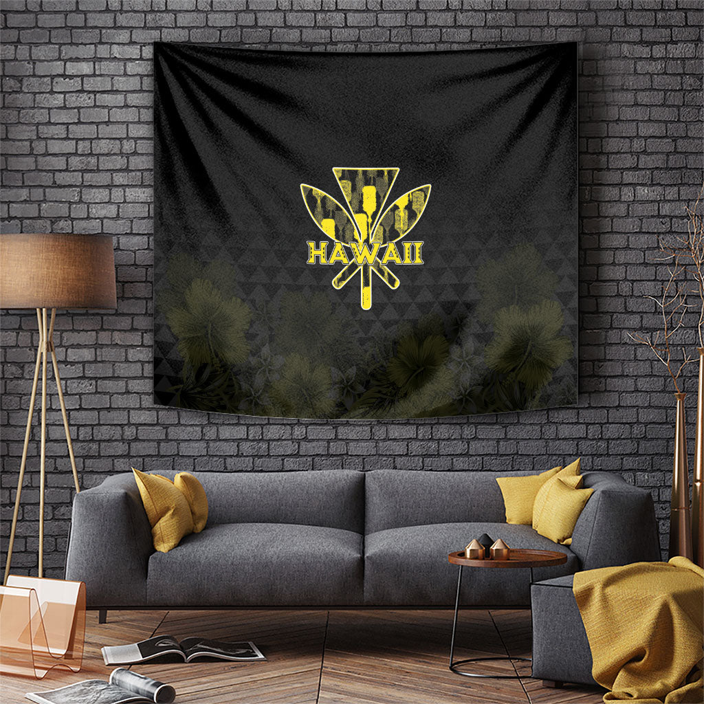 Aloha Hawaii Kahili Tapestry Kanaka Maoli With Kakau Pattern LT05 Black - Polynesian Pride