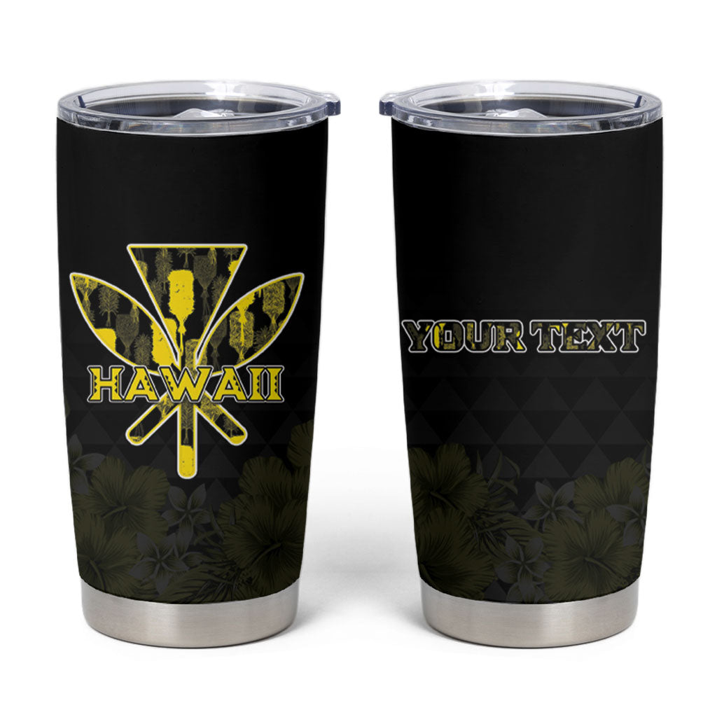Personalised Aloha Hawaii Kahili Tumbler Cup Kanaka Maoli With Kakau Pattern