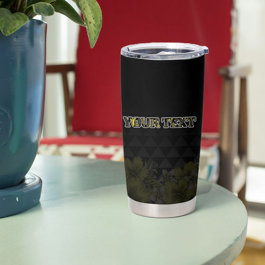 Personalised Aloha Hawaii Kahili Tumbler Cup Kanaka Maoli With Kakau Pattern