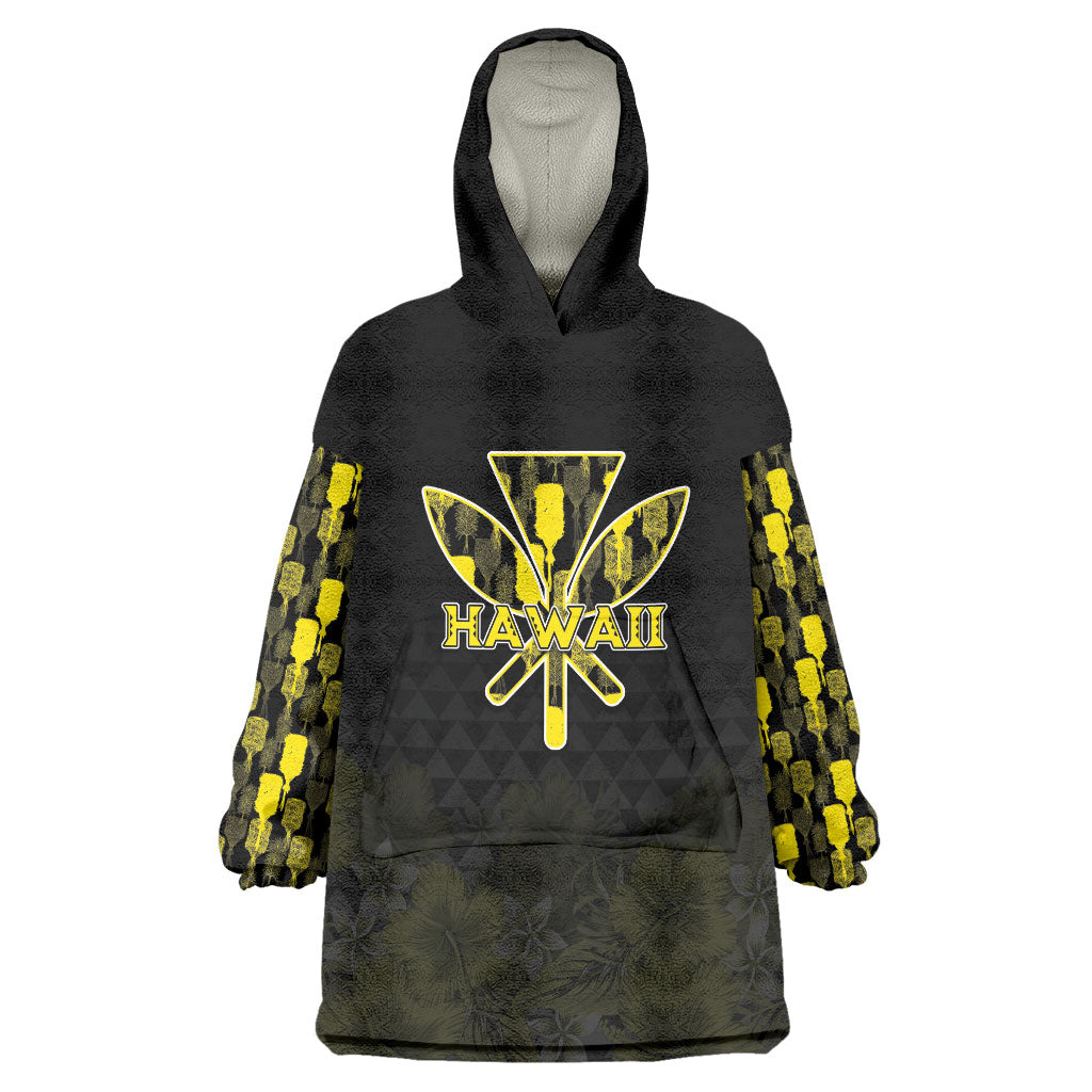 Personalised Aloha Hawaii Kahili Wearable Blanket Hoodie Kanaka Maoli With Kakau Pattern