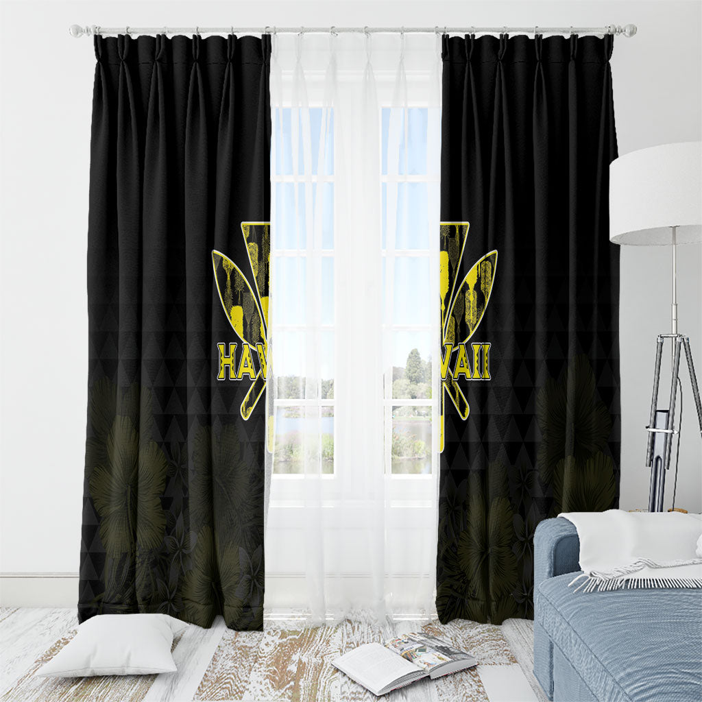Aloha Hawaii Kahili Window Curtain Kanaka Maoli With Kakau Pattern